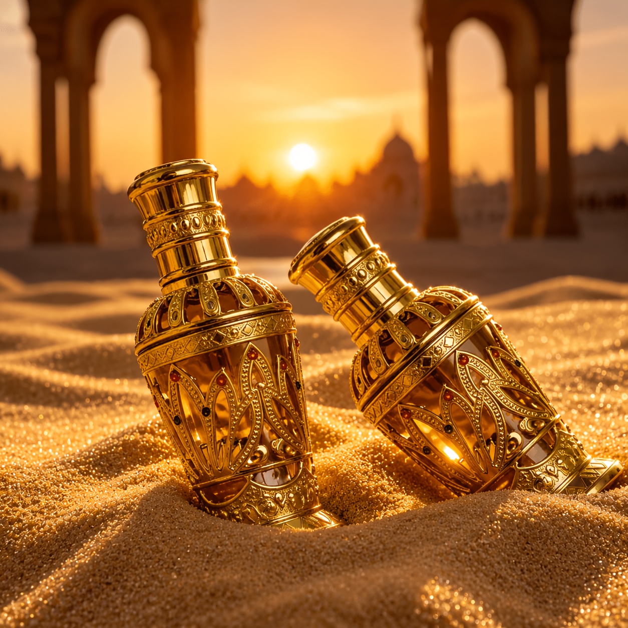 Image of Exotic Arabian Concentrated Perfume Oil, Long-lasting Musk Scent, Luxury Jeweled Bottle, Travel Size, Perfect Gift For Men And Women - 2pcs (100ml/3.4fl.oz Arabian Perfume And 10ml/0.33fl.oz)