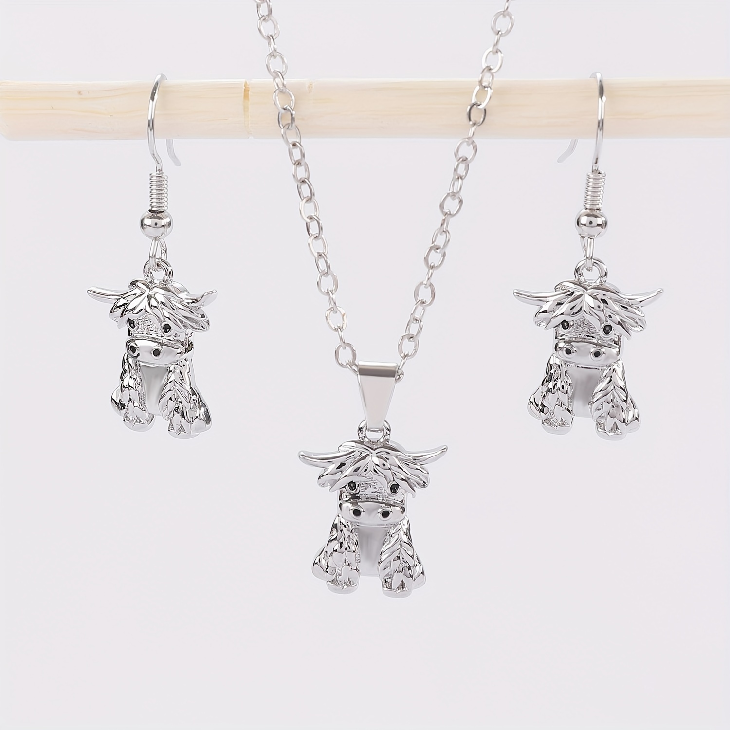 TEMU 3pcs/set Animal Necklace Earrings Set, Great Christmas Halloween Thanksgiving Day Gift, New Year's Gift, Valentine's Day Gift For