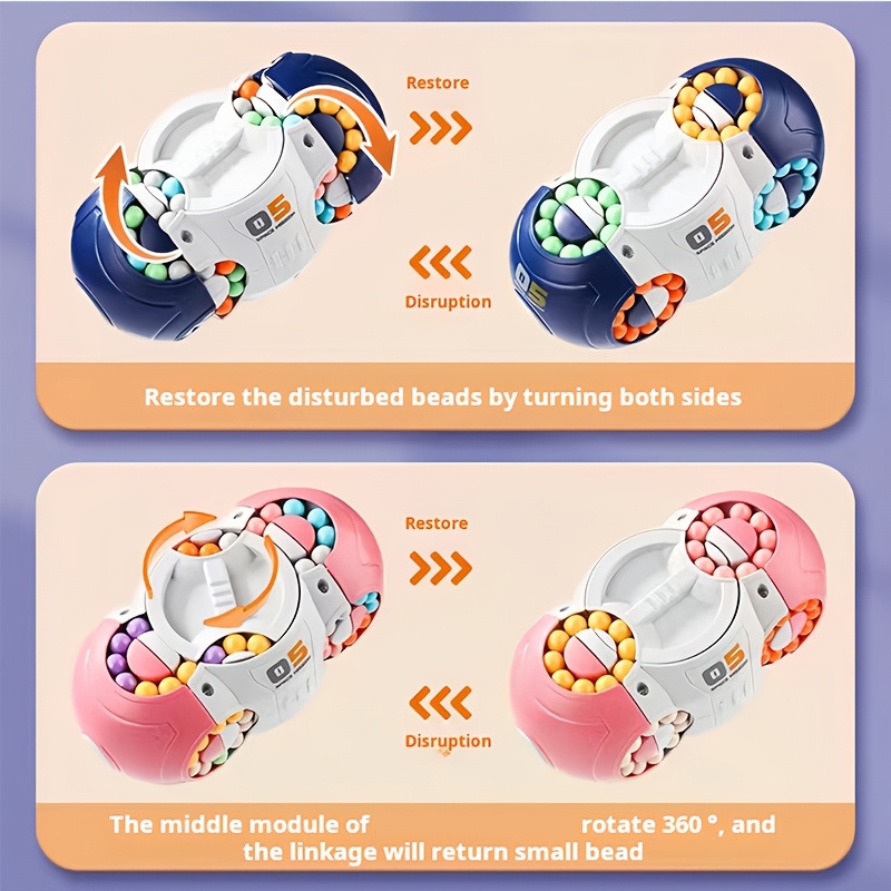 challenging 3d cylindrical cube puzzle toy with vibrant beads gyro spinning slider game abs resin ideal for adults teens perfect gift for halloween christmas thanksgiving in red blue black fun toys details 1