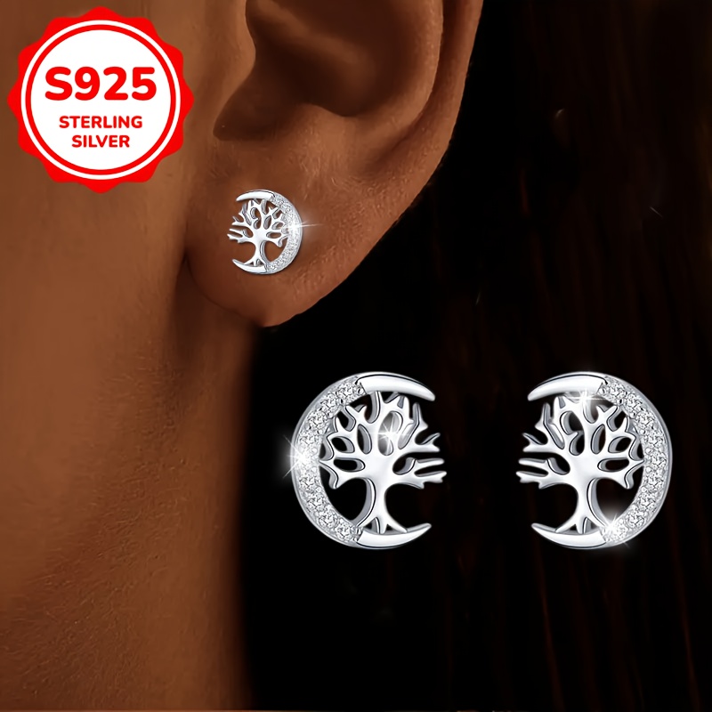 Image of 1 Pair, Women's Fashion Earrings, S925 Of Life Earrings, Elegant Fashion Earrings, Suitable For Everyday Wear, Celebrating Holidays, Birthday Gifts, Gift
