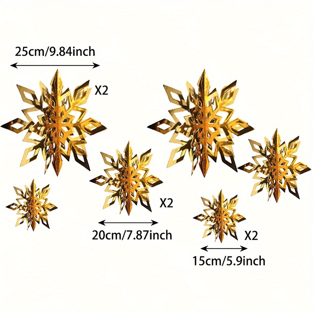 Image of Golden Snowflake Pendant Set Christmas Decoration Supplies Creative Snowflake Pendant Atmosphere Shopping Mall Jewelry Store Window Ceiling Decoration