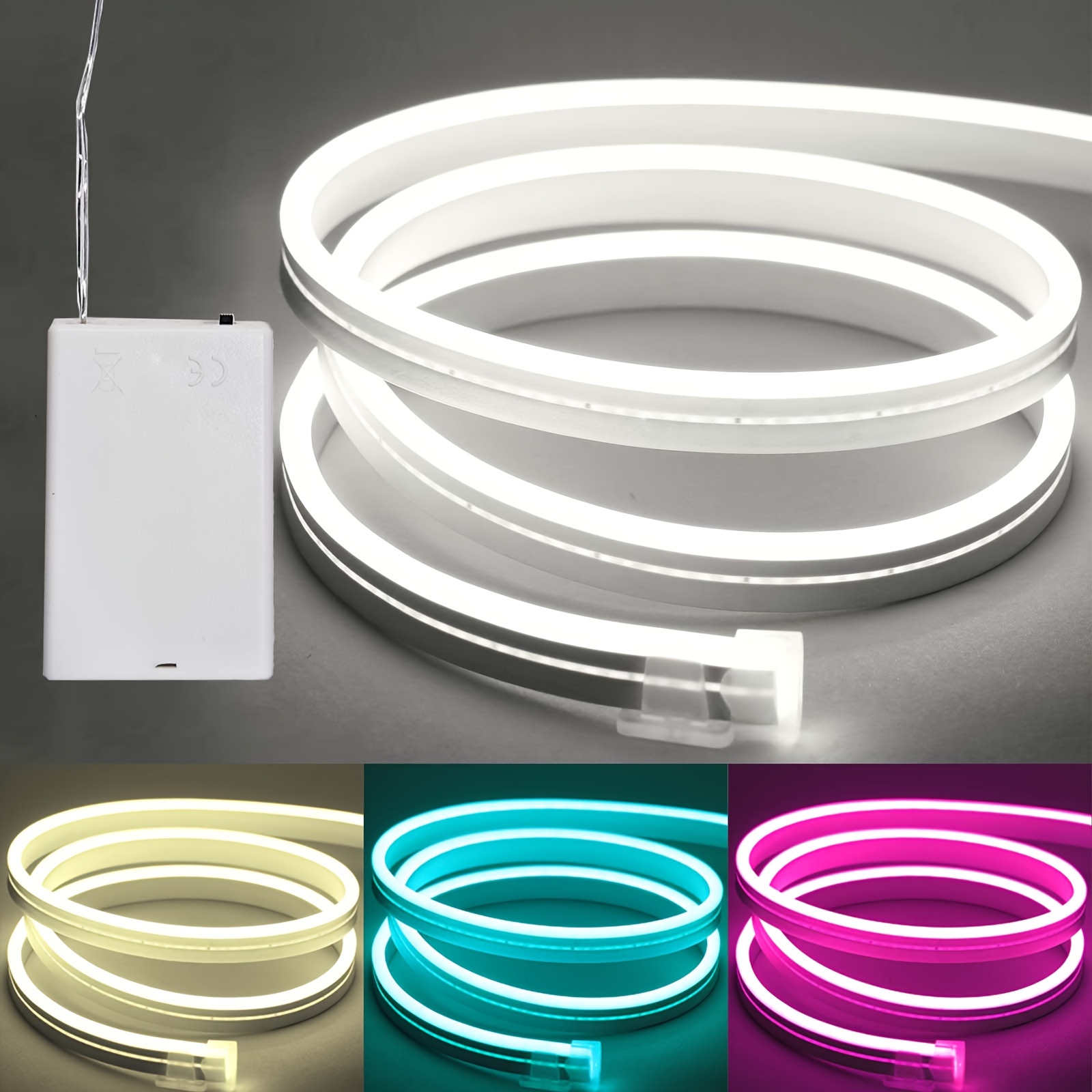 

1pc 5v Neon Led Strip Lights, 5m/16.4ft, Battery Box Powered (batteries Not Included), Suitable For Use In Mirrors, Ceilings, Kitchens, Rooms, Cabinets, Wardrobes And Other Scene Decorative Lighting