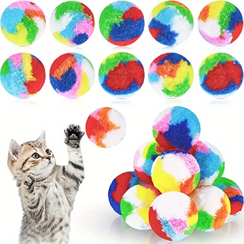 

20pcs Christmas Cat Ball Toys, Wool Colors Kitten Toys, Plush Soft Balls Fluffy Cat Balls, Safe Material For Pet Cats With, Prevent Cat Depression