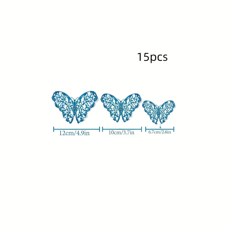 TEMU 15 Décorations Murales Papillons Teal à Paillettes 3D, Décoration de Gâteau Papillon Iridescent, Stickers Muraux pour Chambre, Maison, Bureau,