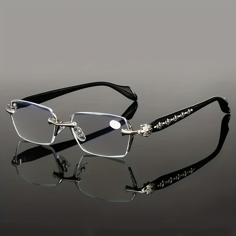 Unisex Frameless Glasses- Vintage Diamond Cut Edge, Classic Unisex Computer Glasses, Sturdy , Unisex Glasses