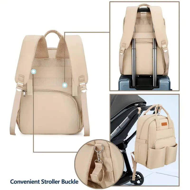 plain color diaper bag multifunctional waterproof mommy backpack large travel backpack christmas halloween thanksgiving day easter new year gift details 5