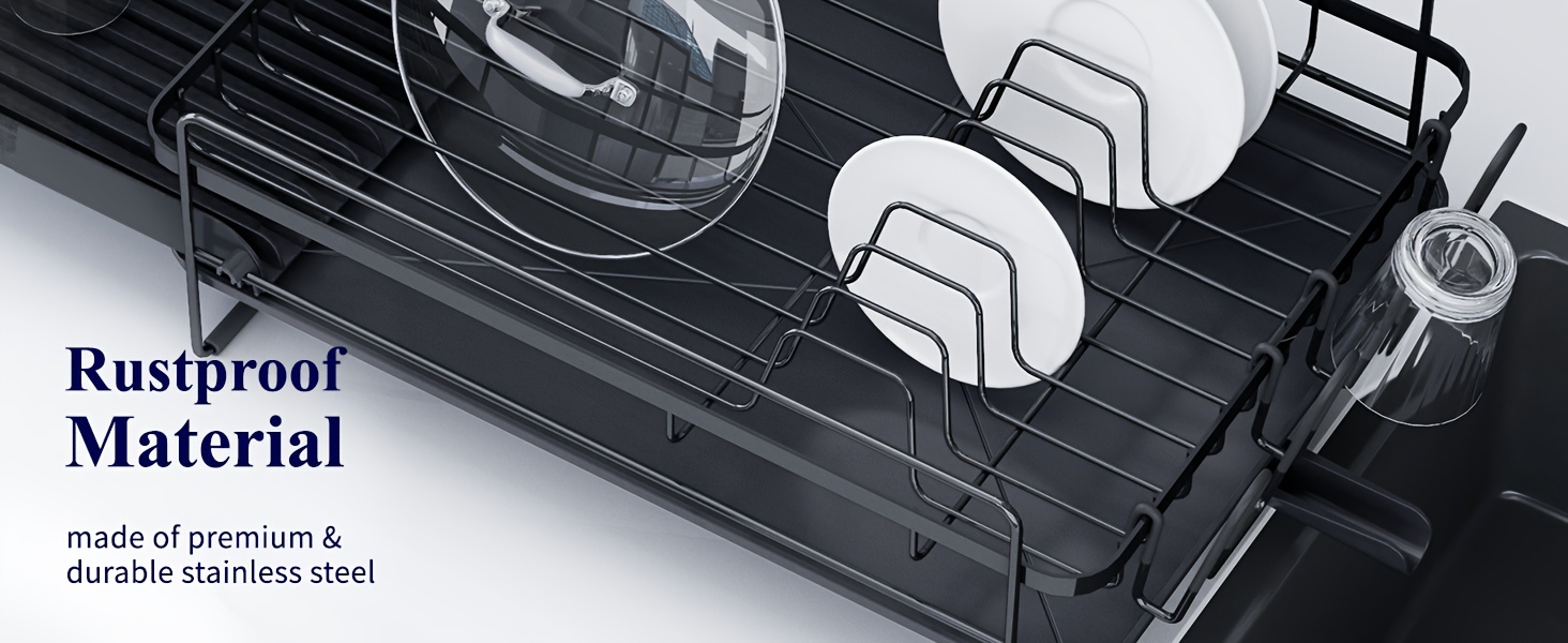 extendable dish drying rack with cutlery holders multifunctional dish rack and   set anti rust large dish drying rack versatile drying dish rack for all kitchenware Product details 3