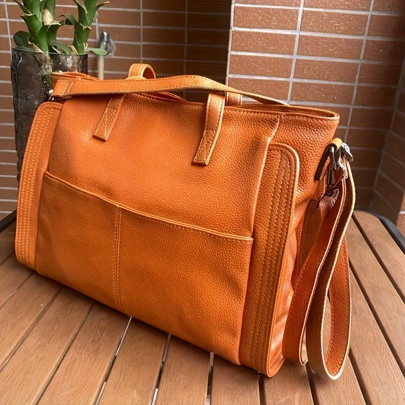 solid color tote bag for women large capacity fashionable shoulder bag with adjustable strap single shoulder crossbody zippered handbag Product details 9