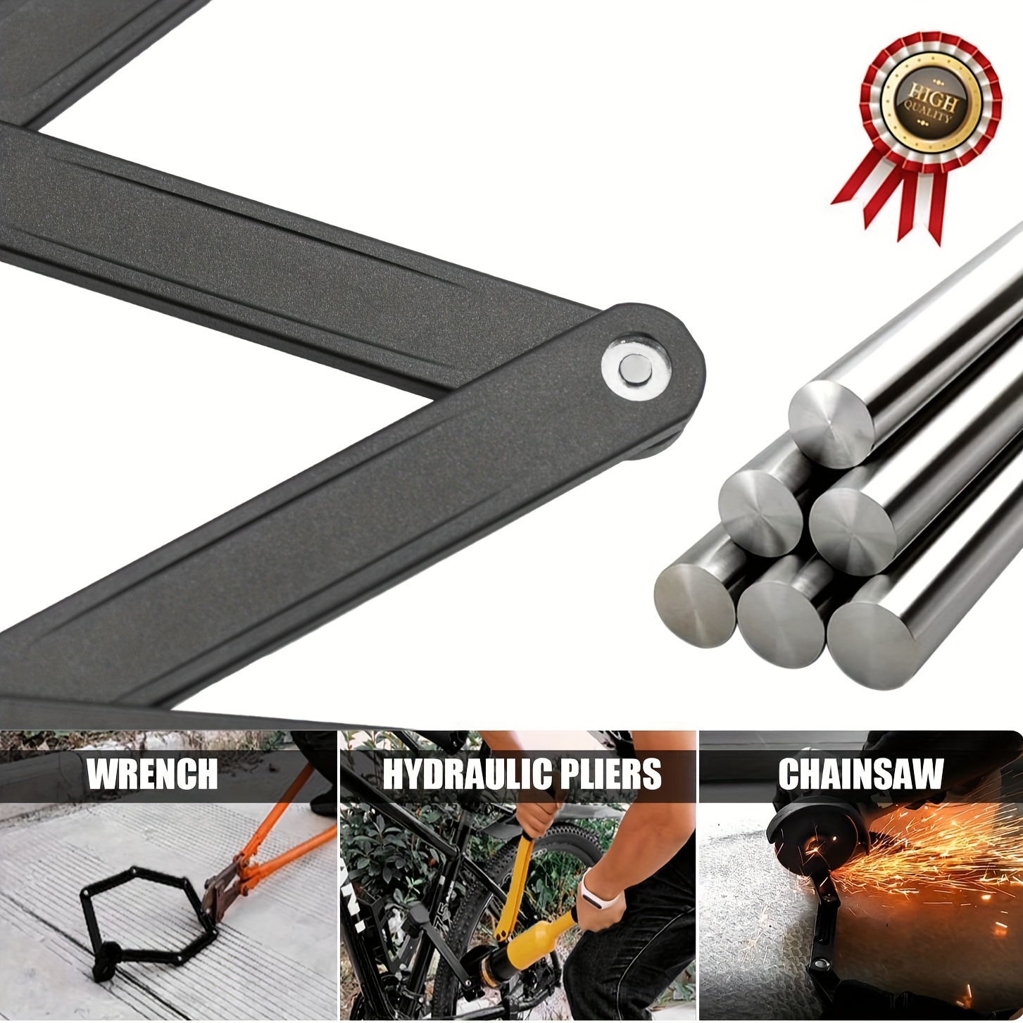 High-Strength Steel Bike Folding Lock, 87cm Length
