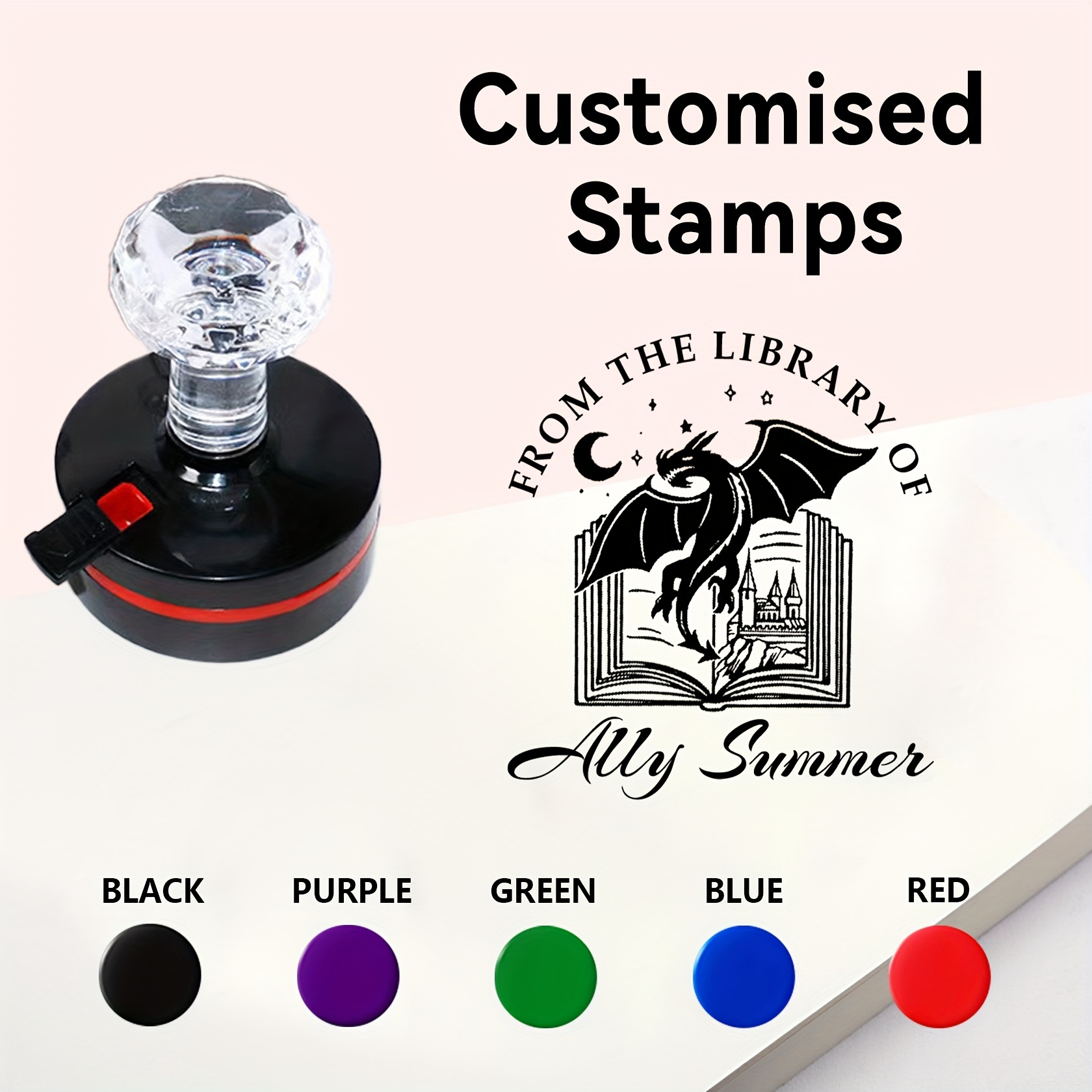 

Custom Personalized Stamp - Book Black, Red, Blue, Green, Purple | 1pc