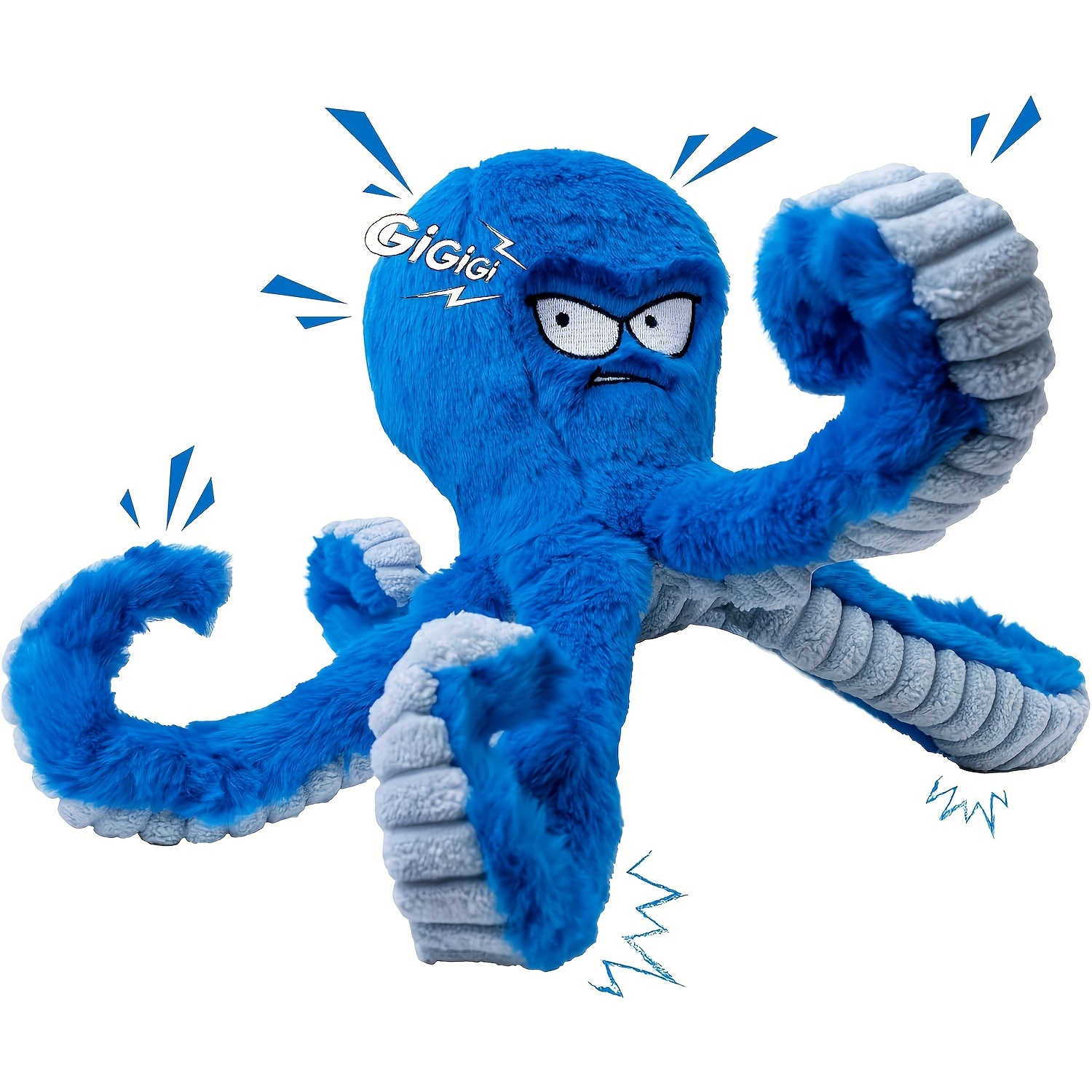 

Blue Fuzzy Octopus Dog Toy