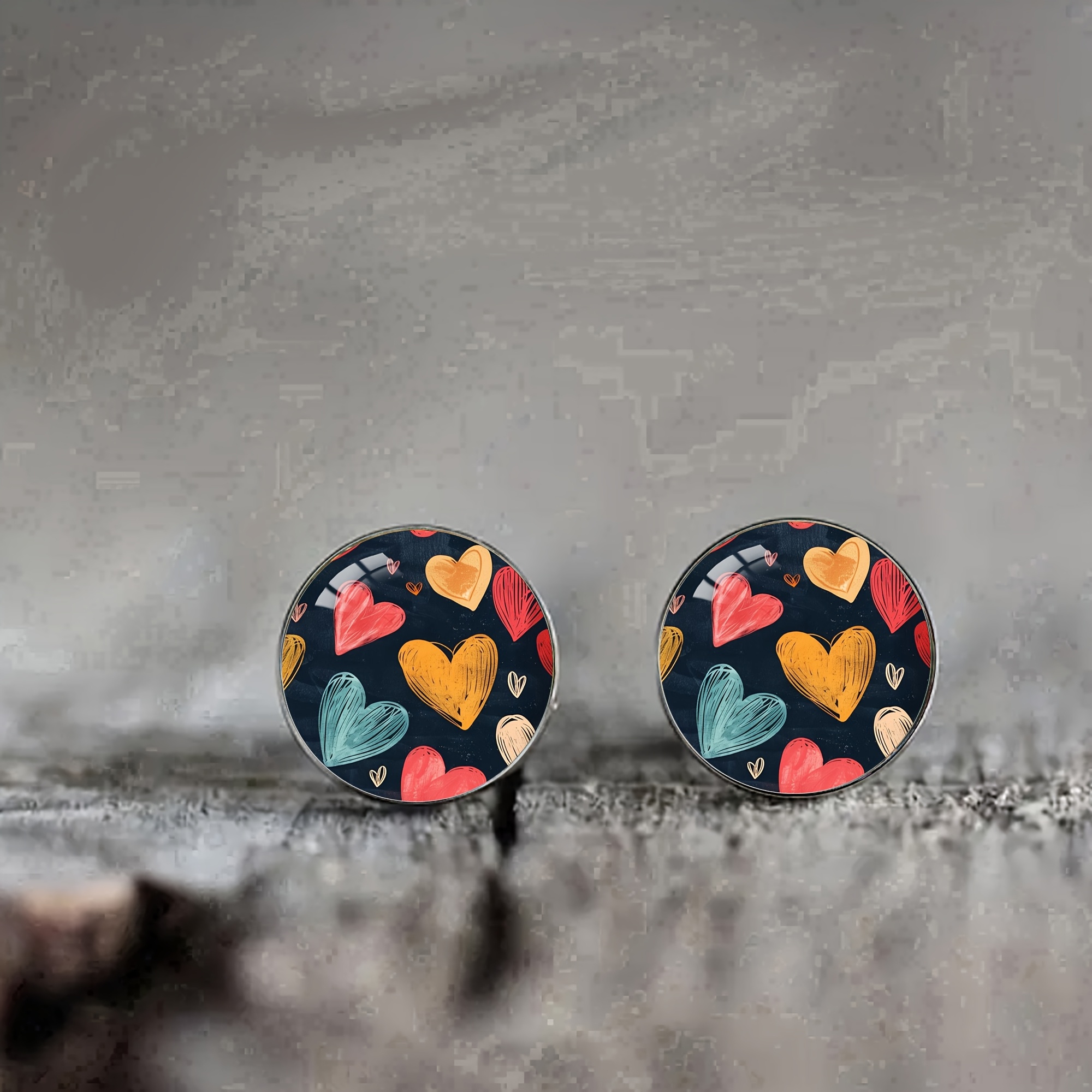 

Elegant Heart Pattern Stainless Steel Stud Earrings, Casual Attire & Parties