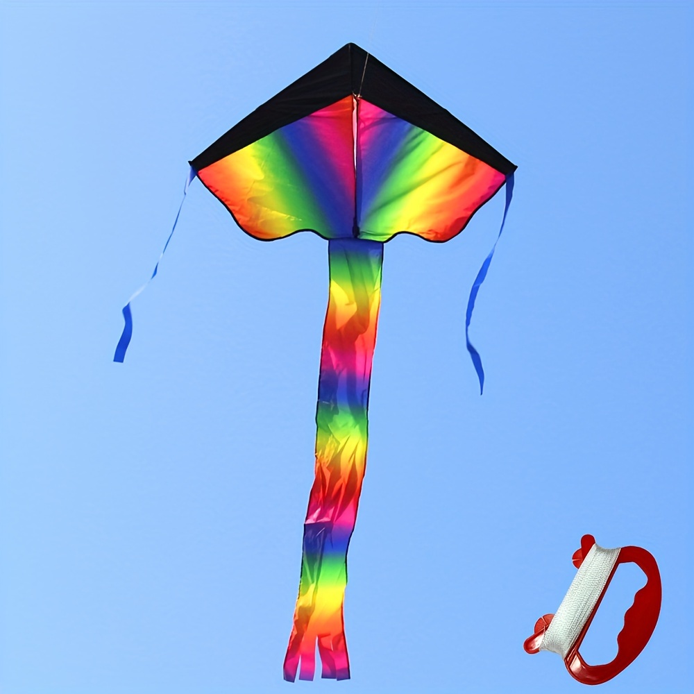 Afoxsos Rainbow Delta Kite Great Outdoor Activities Beach Games for Kids,  with Line and Handle HDDB1479 - The Home Depot