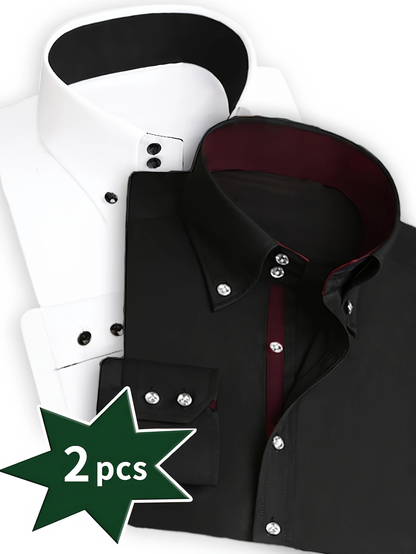 Men's Premium Dress Shirt Set – 2pc Business Formal Button-Downs