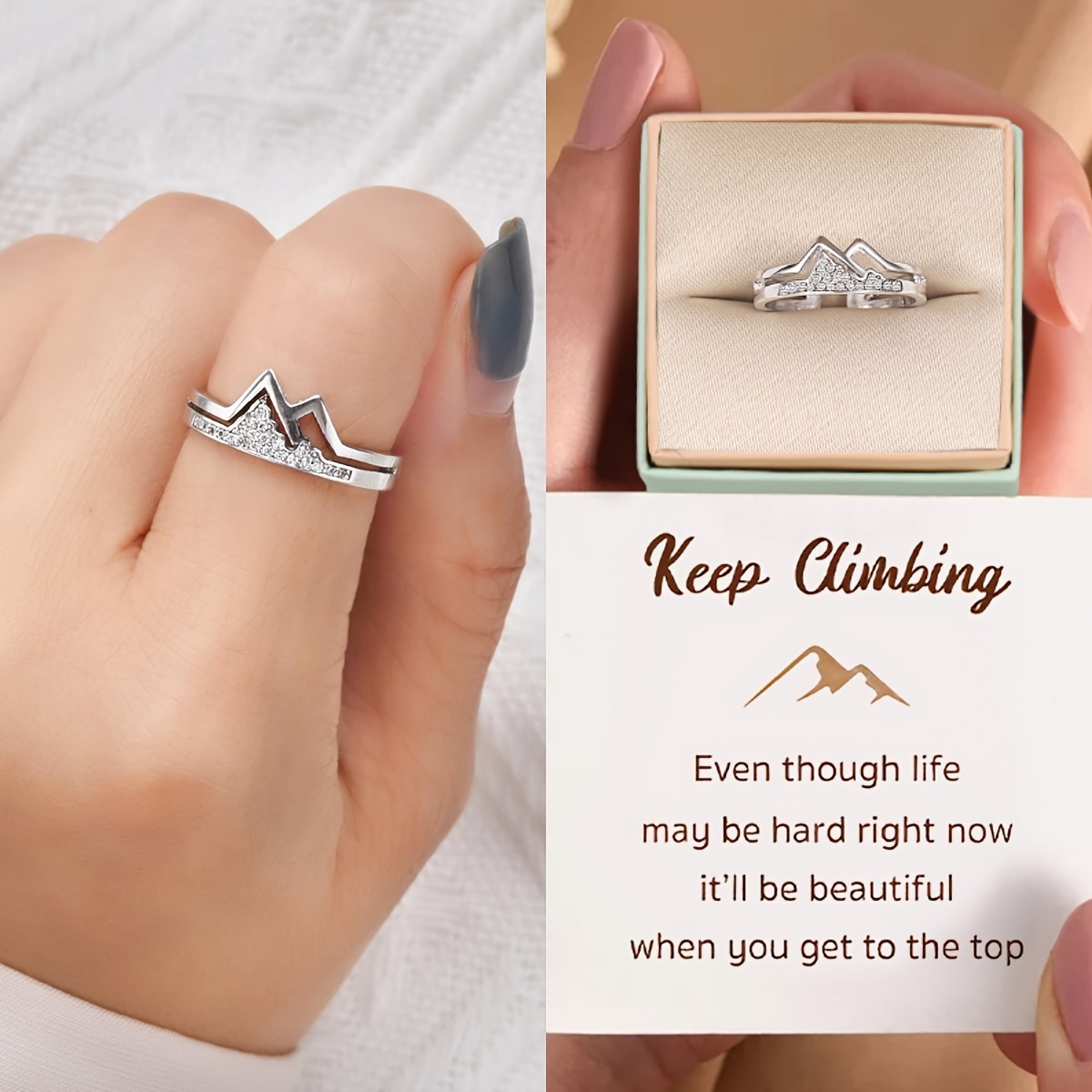 

Elegant Fashion Mountain Opening Ring With Card Box Valentine's Day Gift Christmas Gift Birthday Gift Holiday Gift