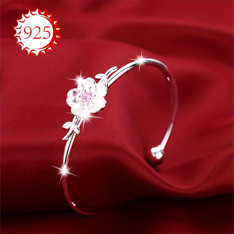 TEMU 925 Silver Allergy Bracelet, , Female Cherry Bracelet, Hand Accessories, Gifts For Couples And , Suitable For Daily Weddings, Beach Vacations, Thanksgiving Christmas