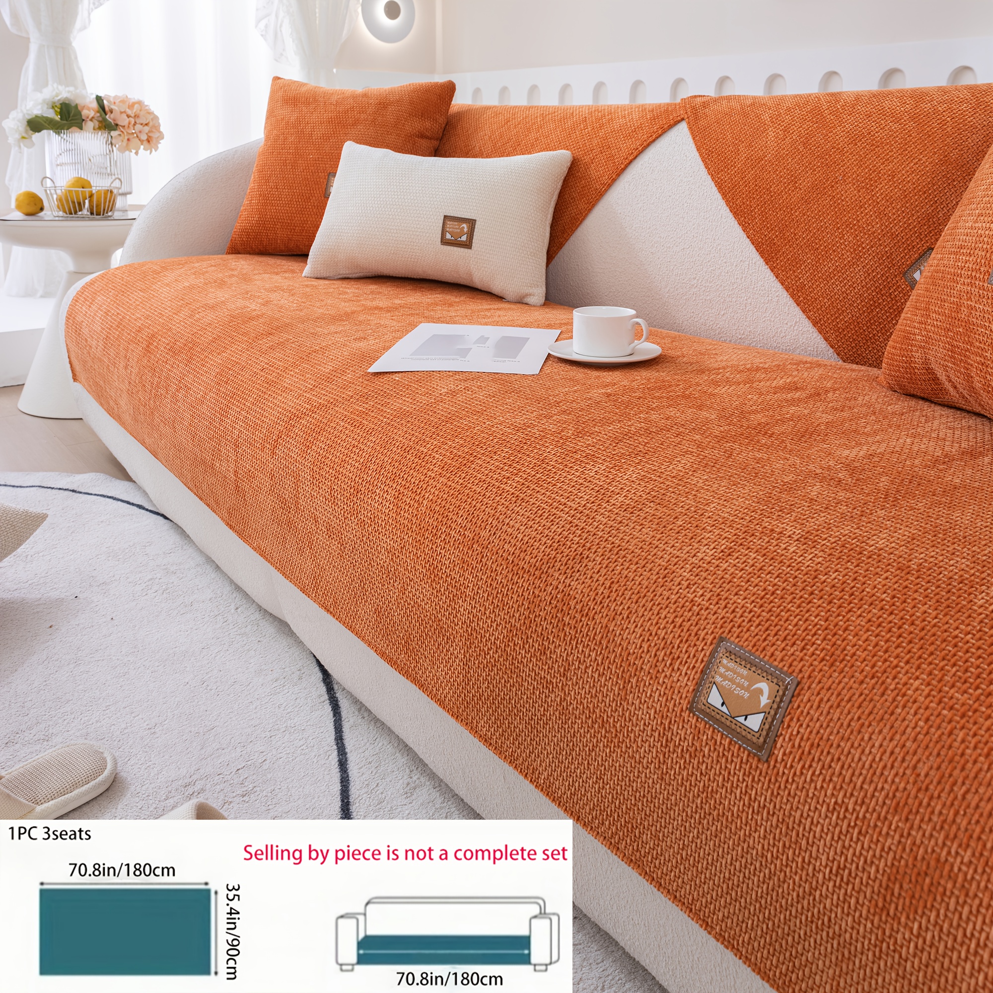 TEMU [ Diary] 1pc Easy Snow Sofa Protective Cover Pillowcase, Friendly, Universal Sofa Mat, Non-slip, Machine Washable, Embroidered Labeling Design,