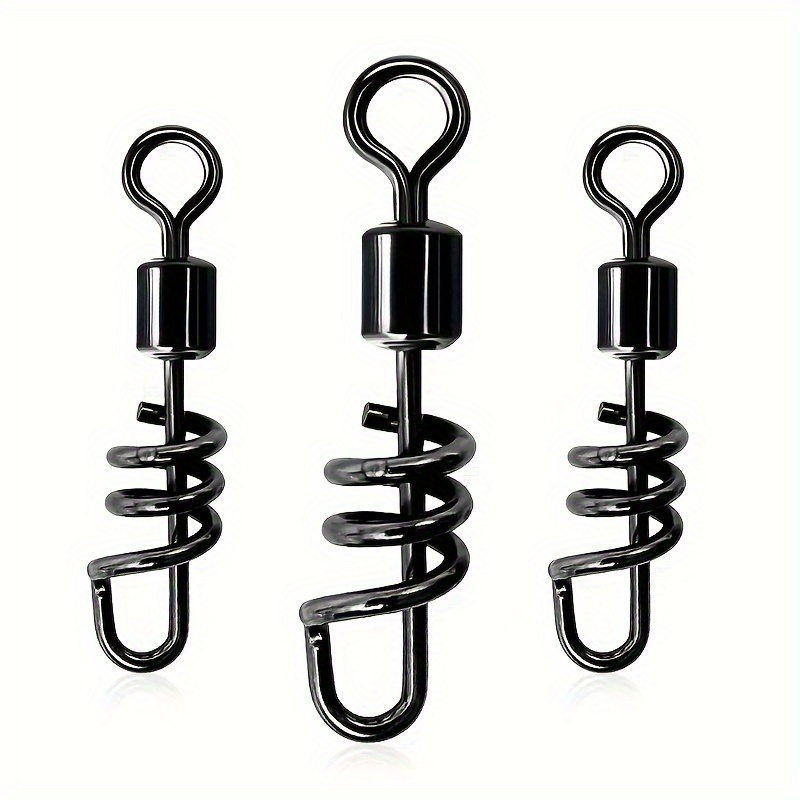 Uxcell Cork Screw Swivel Snap, 105lb Stainless Steel Quick Release Fishing Terminal Tackle, Black, 30 Pack