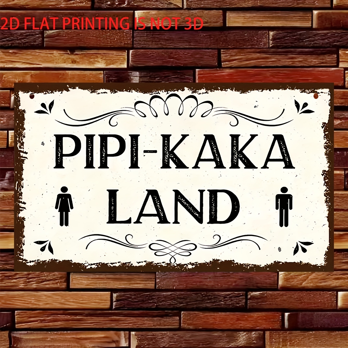 E-shop 2D Flach, Dekorative Plakette - 1 Stück Retro Holz Pipi-Kaka Land Slogan - Dekoratives Toiletten-Tür-Wandschild, Holz-Wandkunst, geeignet für