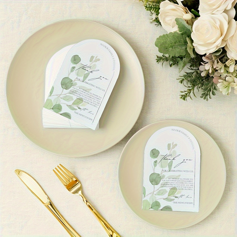 

30pcs, Arch Design Greenery Wedding Thank You Place Setting Cards, Chic And Elegant Wedding Table Centerpieces And Wedding Decorations, Wedding Supply, 4 X 6 Inch Party Thank-you Cards