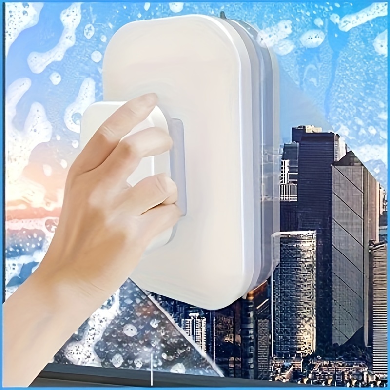 

1pc Magnetic Window Cleaner For High Windows - Double-sided, Strong Suction Glass Scraper, Safe & Practical Household Tool For Bathroom And Home Use