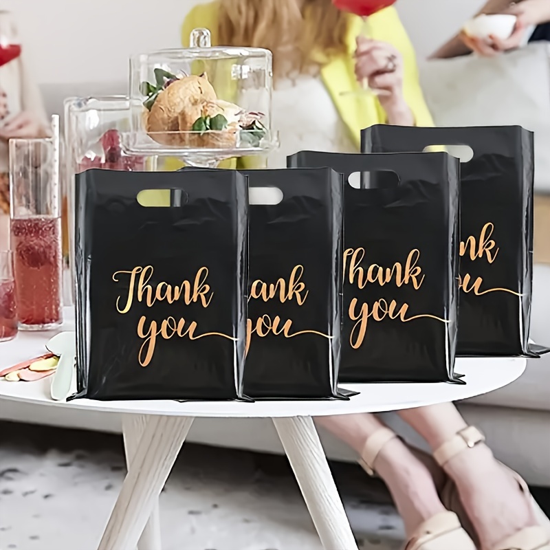 

50pcs Gift Bags Black Thick Gift Bag, Flat Pocket Carrying Plastic Bag, Black Clothing Bag For Retailers, Small Business Owners, Shop Owners