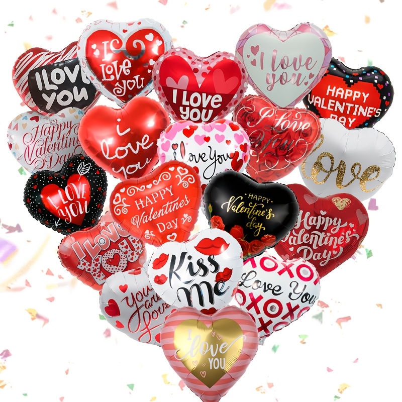 

12-pack 18-inch Heart-shaped Aluminum Foil Balloons, "i Love You" Message, Romantic Decor For Valentine's Day, Anniversaries, Weddings, Party Supplies, Assorted 12 Random Mix