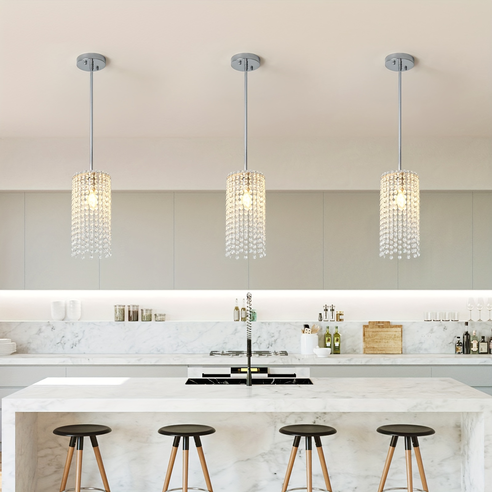 1pc crystal pendant light fixture chrome kitchen island Temu