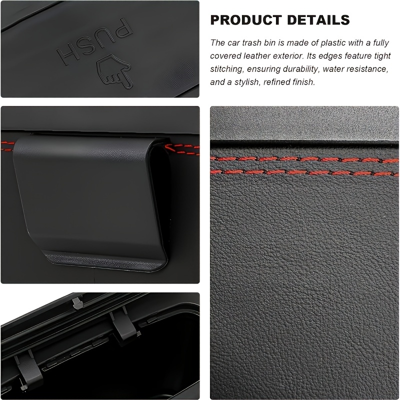 PU Leather Pop-Up Folding Car Trash Can & Storage Box - Hanging Organizer with Lid, Multifunctional Vehicle Garbage Bin Suitable for Car, Trucks,, SUVs - Compact Space-Saving for -the-