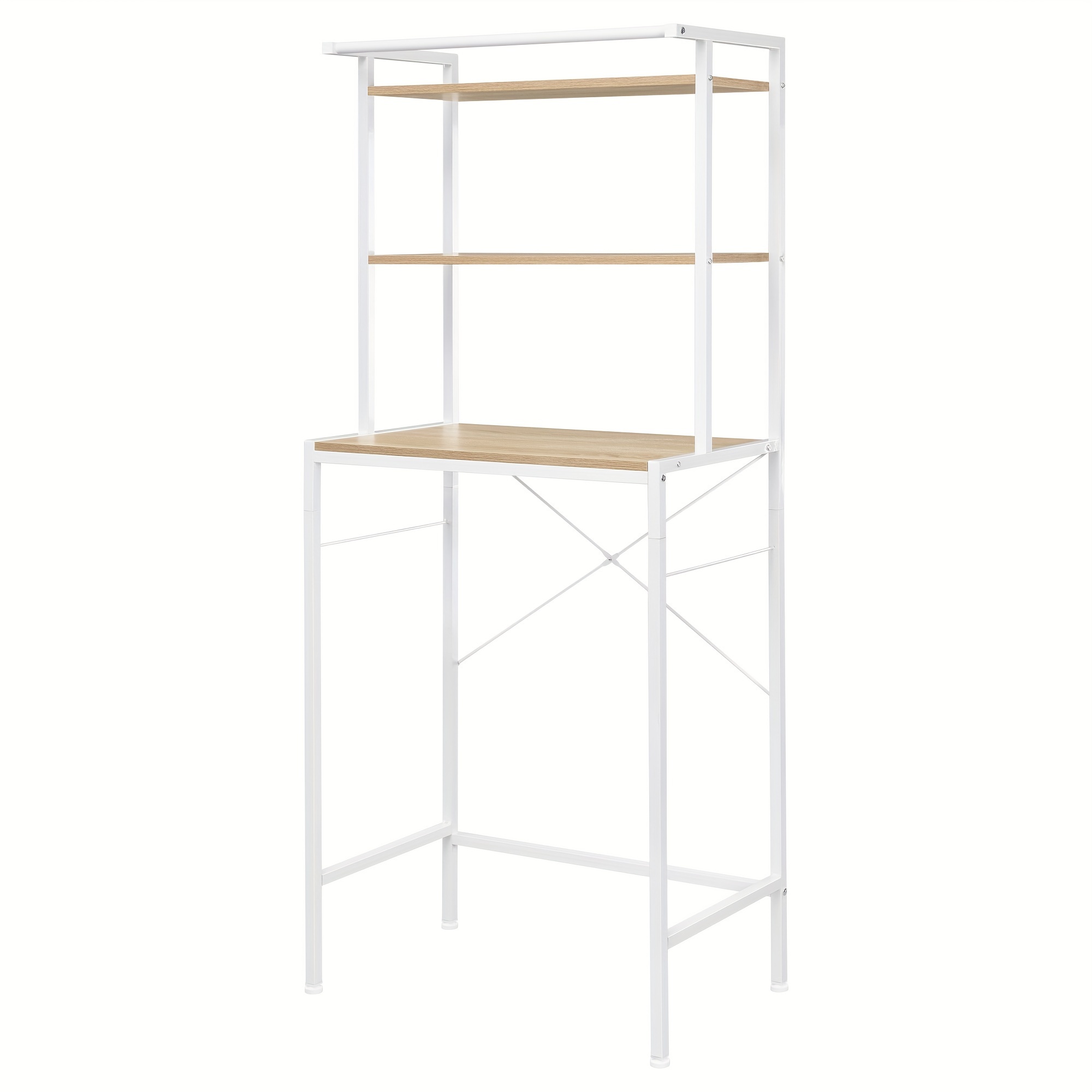 E-shop 1 Stück Waschmaschinengestell, WC-Gestell auf der Waschmaschine Toilette, Waschmaschinen-Schrank, Toilettenschrank, 3 Regale, Handtuchhalter,