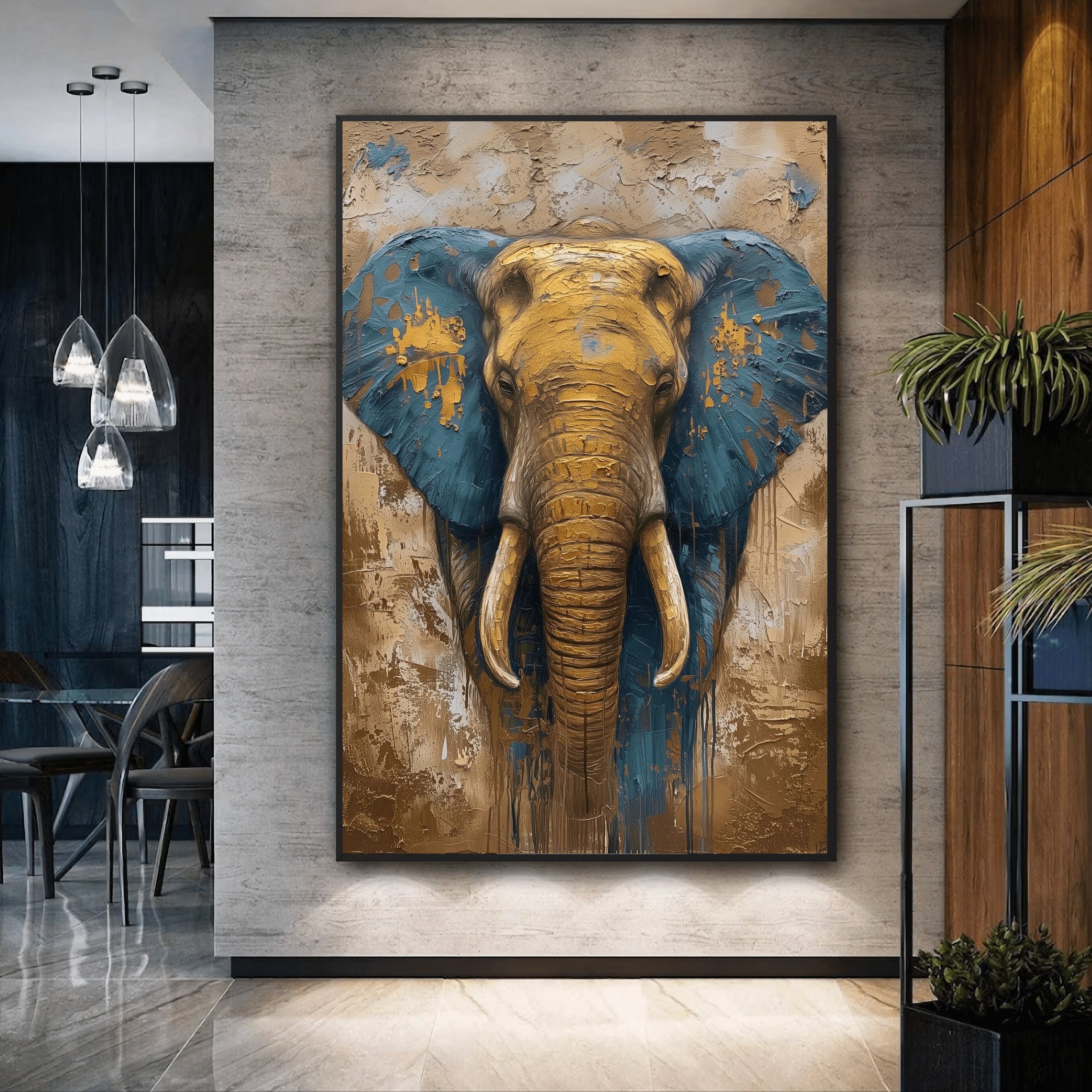 

1 pièce 31.49*47.24 pouces/80cm*120cm Affiche d'éléphant moderne sans cadre Art mural, Peinture sur toile Art pour le salon, Affiche sur toile moderne pour la décoration de la chambre et du salon