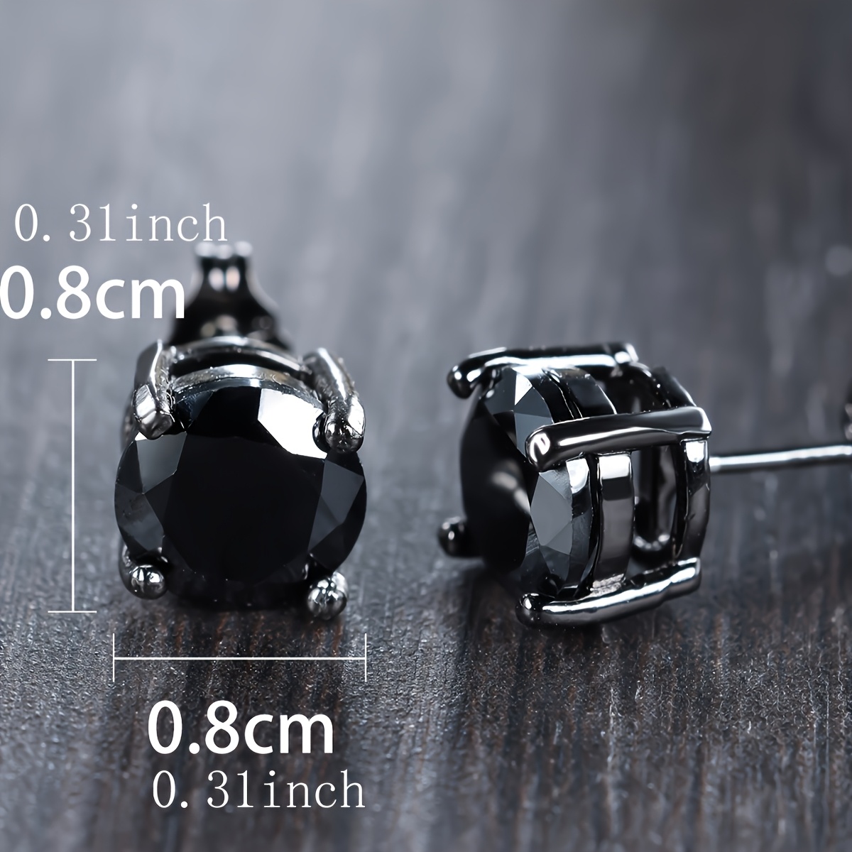Women's Elegant Black Synthetic Zirconia Stud Earrings