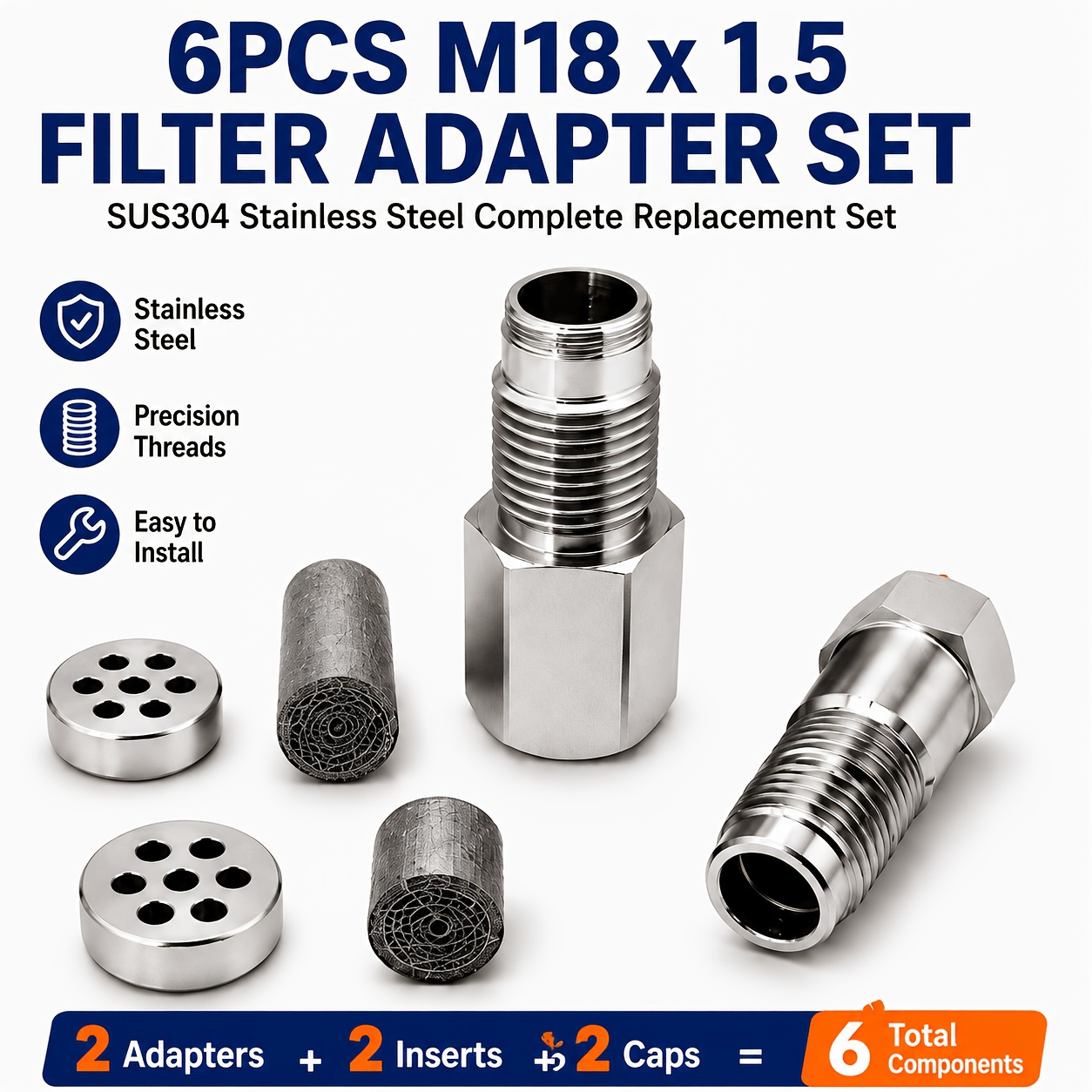 TEMU High-efficiency Oxygen Sensor, Oxygen Sensor Replacement Kit (6pcs Set), Cel Fault Code Eliminator Adapter, Mini Catalytic Converter For O2