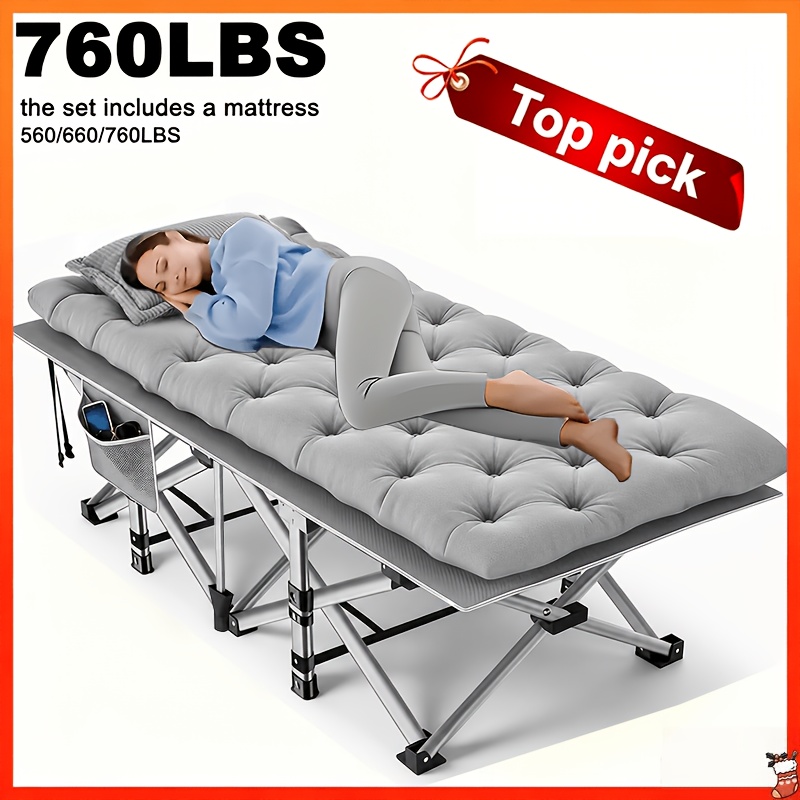 Foldable Outdoor Camping Bed with Flip Mattress
