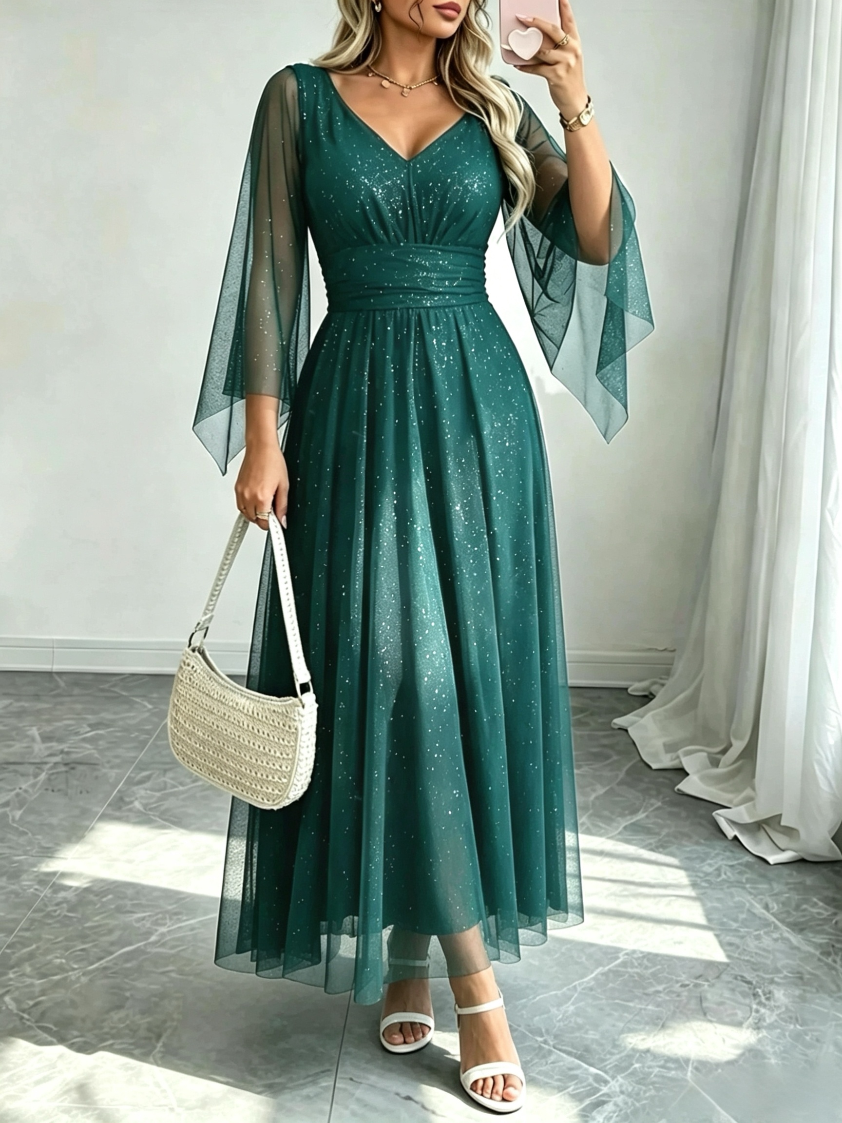 knee length semi formal dresses Knee-Length Semi-Formal Dress: Marsoni MV1370 Navy / 4 seller_citygoddessltd main image 1