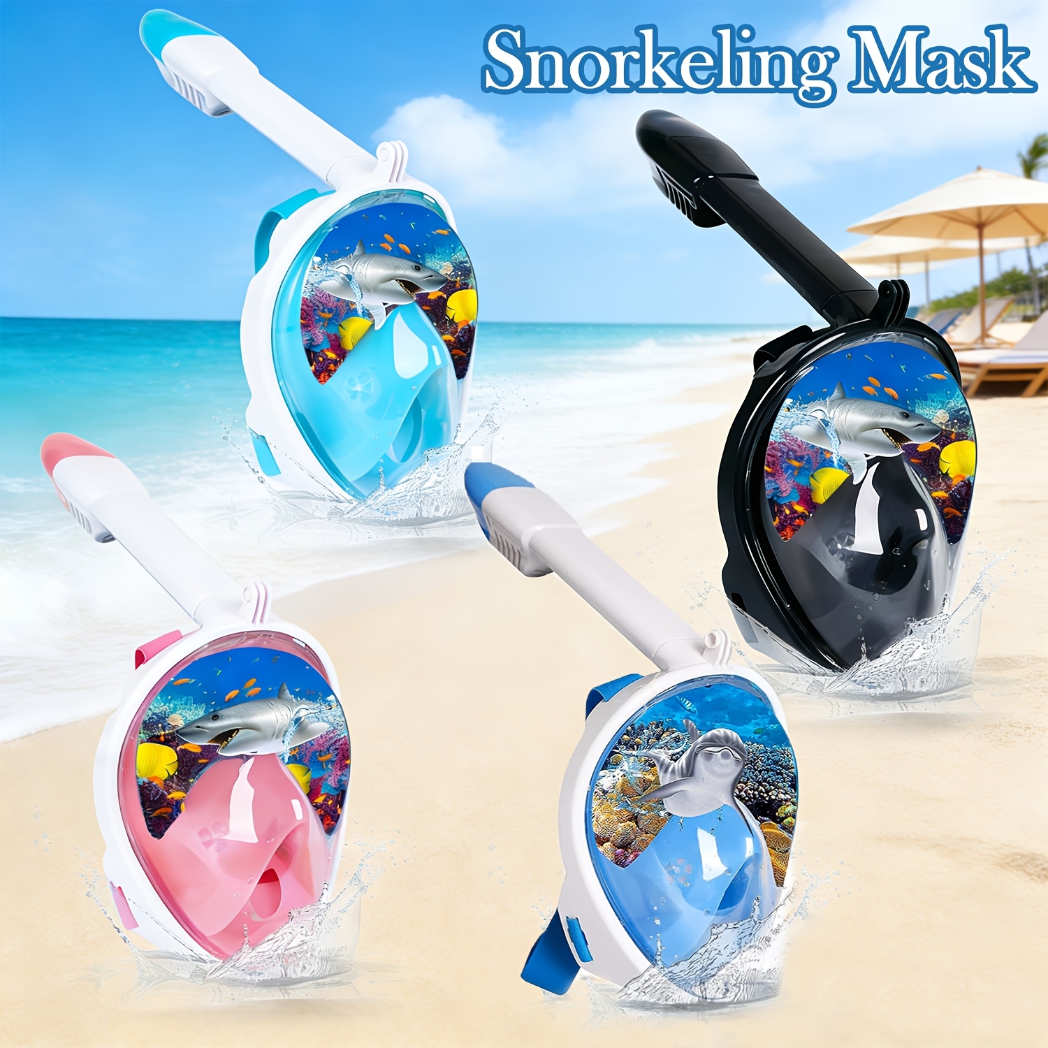 Full Face Snorkeling Mask with Panoramic View, Safe Breathing, Anti-Fog, Anti-Leakage And Camera Retention-Perfect for Adults And Swimmers Alike