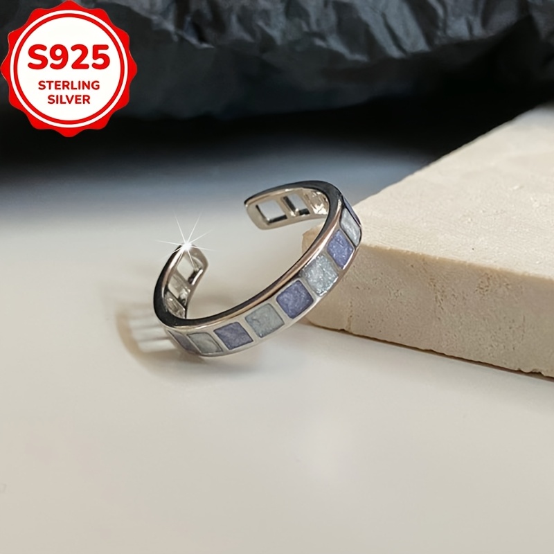 S925 Silver Adjustable Square Zirconia Ring — Valentine's Gift