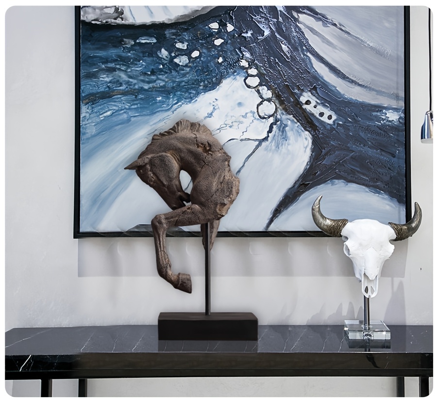 Easegen Home Vintage Rustic Horse Head Sculpture Statue - Resin Abstract Horse Statue with, Tabletop Decor Suitable for Desk, Shelf, Bookcase, Modern Home Office Decorations, Gift for Horse Lovers, Art Collectors