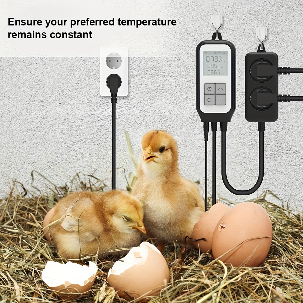 Regolatore di temperatura e termostato con Wi-Fi e spina europea da 230 V, dotato di presa digitale controllabile tramite app, con sonda termica, ideale per incubatrici, birrificazione, serre, terrari