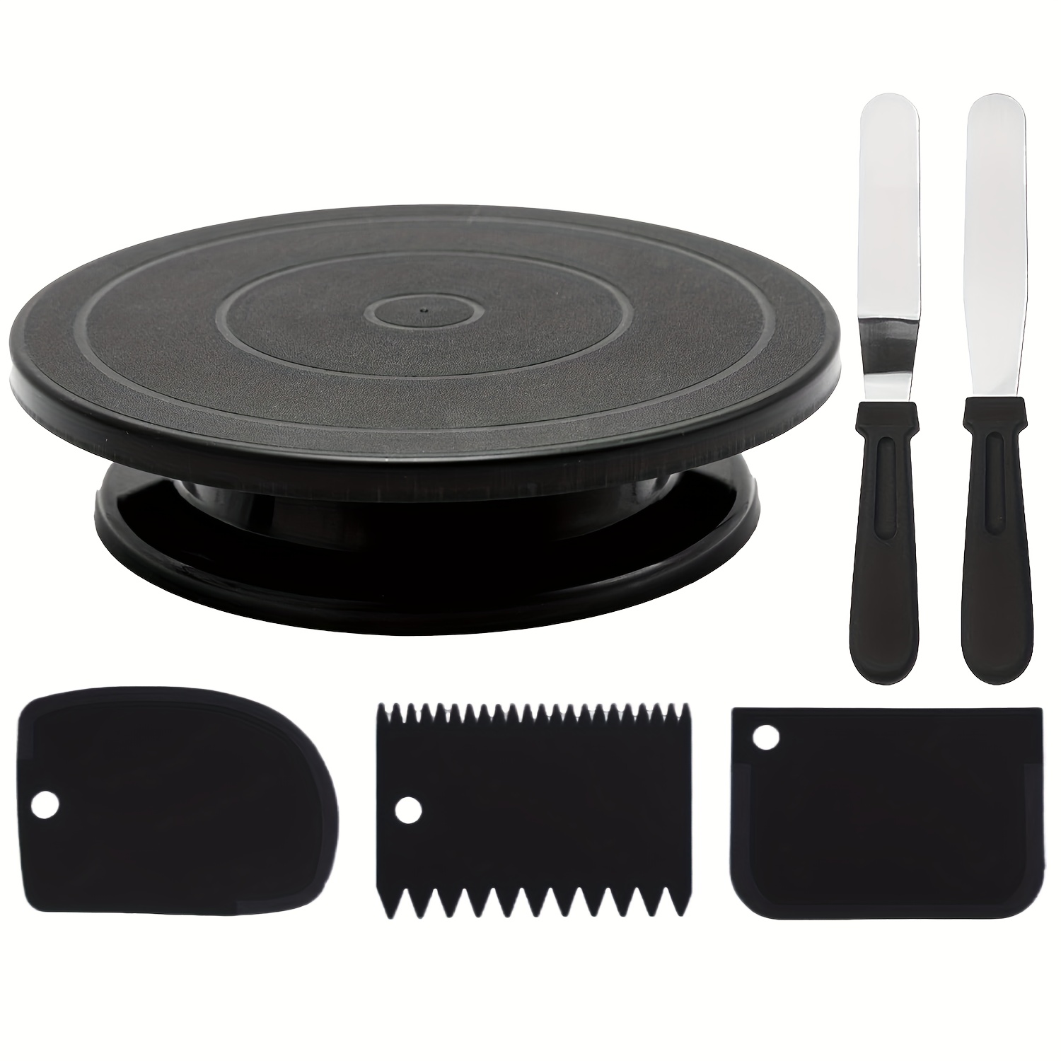 Image of 6pcs Cake Turntable Set: 1 Cake Turntable, 3 Cream Spatulas, 2 Cream . Cake Tools, Cream Tools, Baking Decorations, Baking Utensils, Cupcake Decorating, Icing, , Kitchen Gadgets, Christmas, Halloween