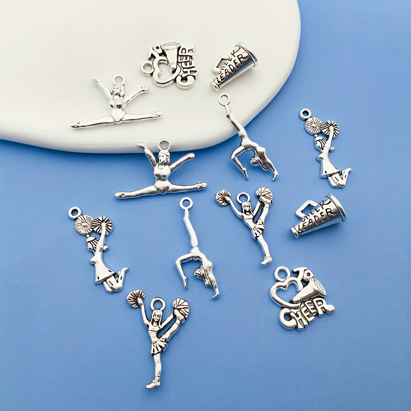 

60pcs Cheerleading Theme Support Styles Alloy Pendant Bracelet Necklace Earrings Making Materials Parts