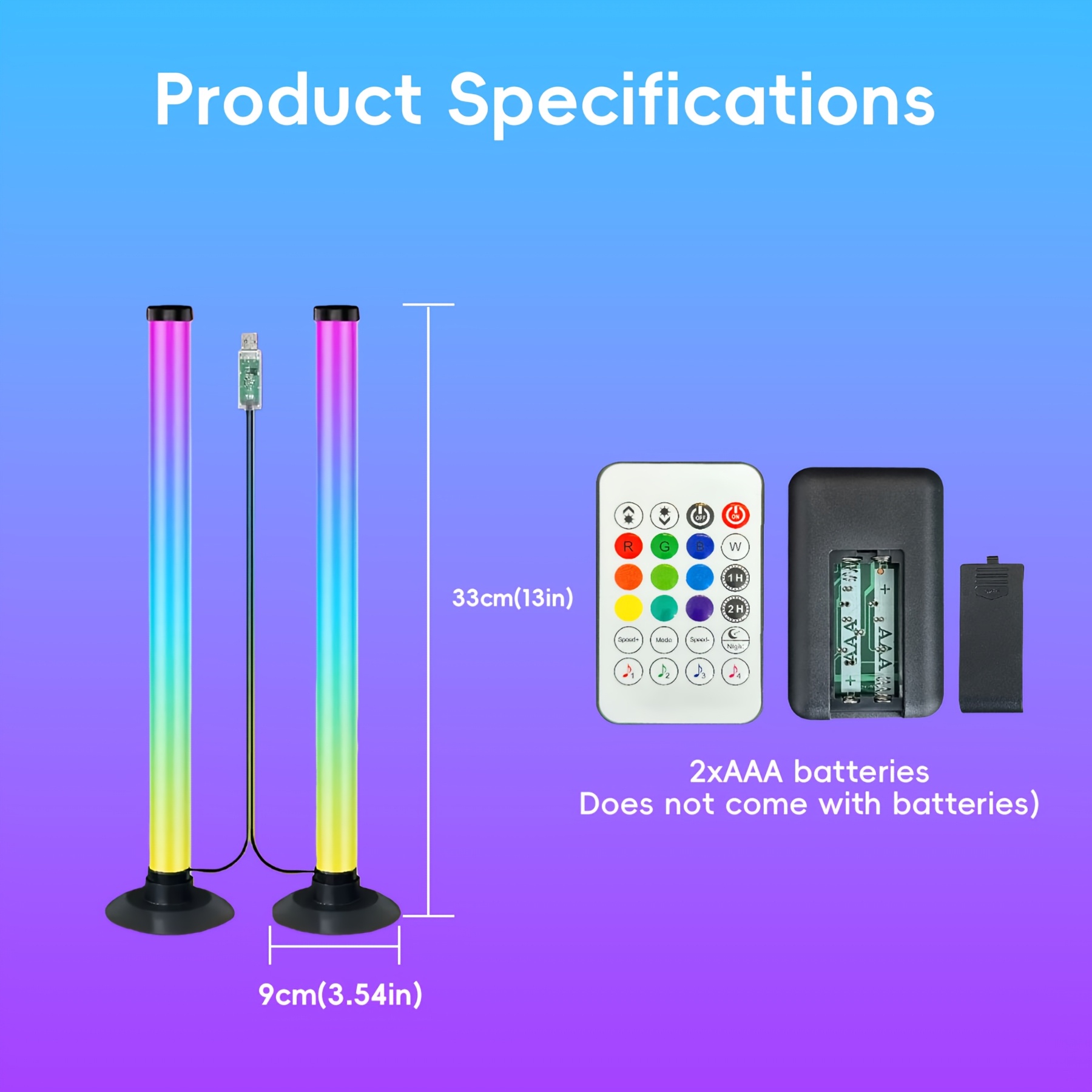 TEMU Hkmm 2pcs Rgb Light Strips, Smart Music-synchronized Colorful Effects, Alloy , Remote Control And Smart App Control, Usb-powered Ambient Lights,