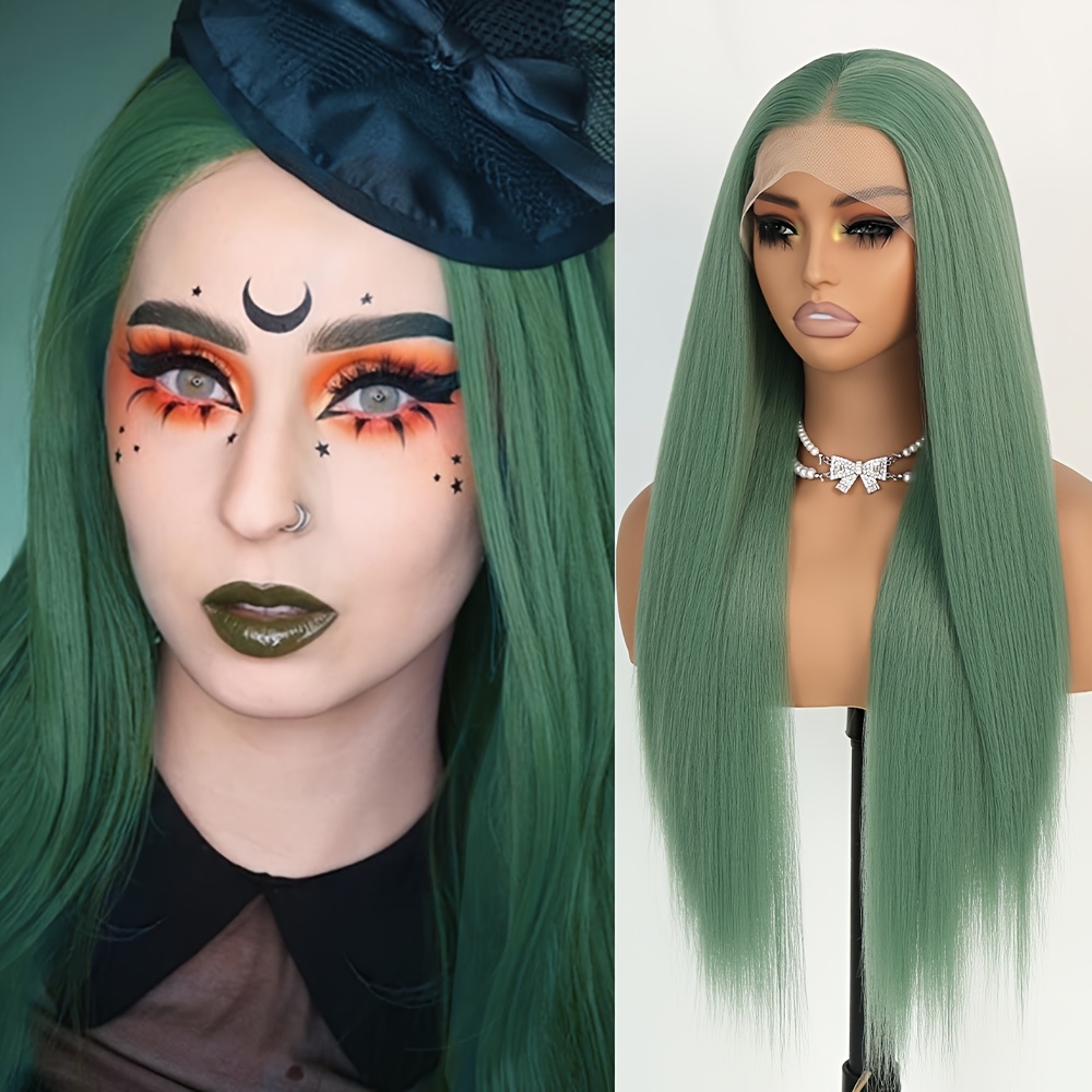 13x4 olive green lace front wigs long hair Temu