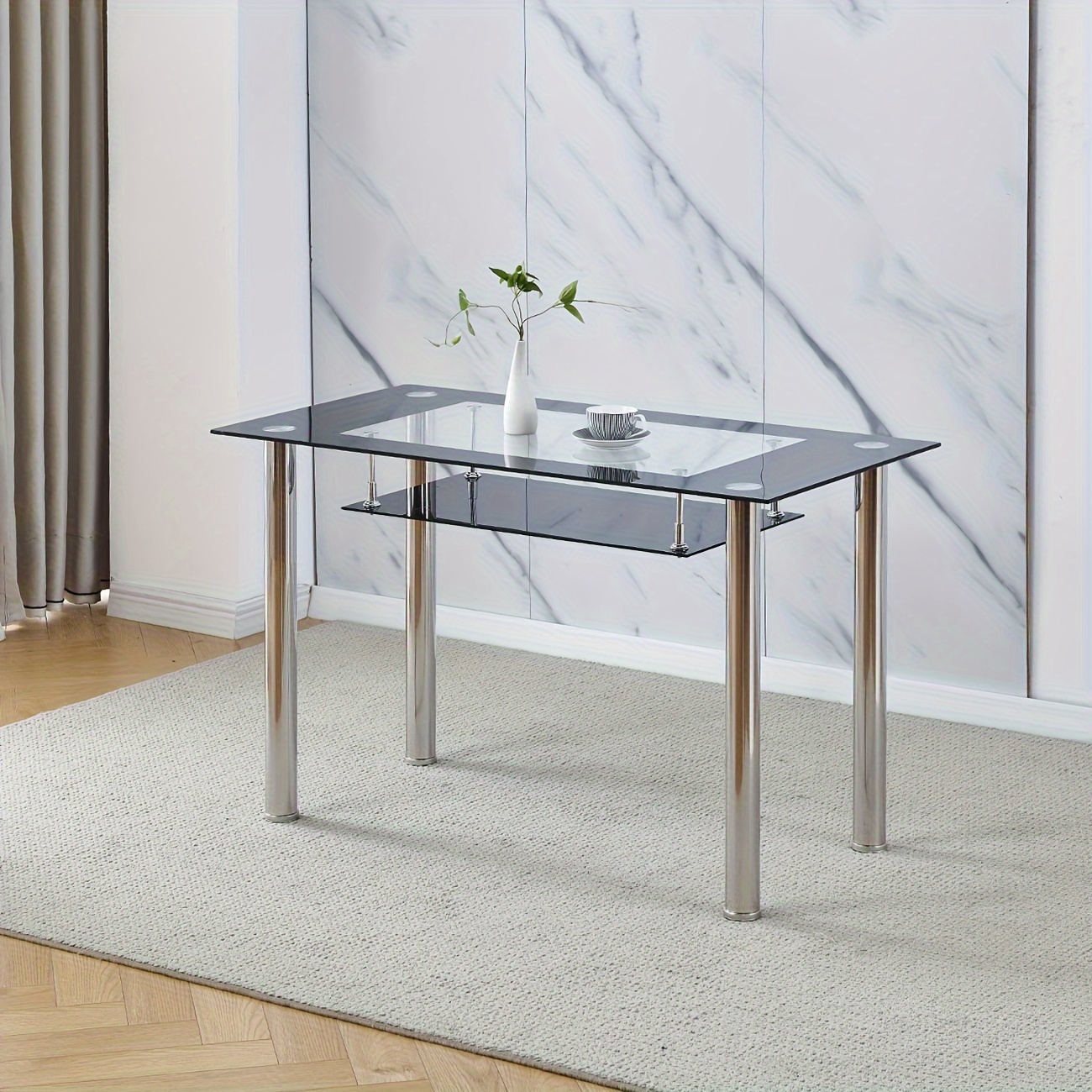 

2-tier Dining Kitchen Table Glass