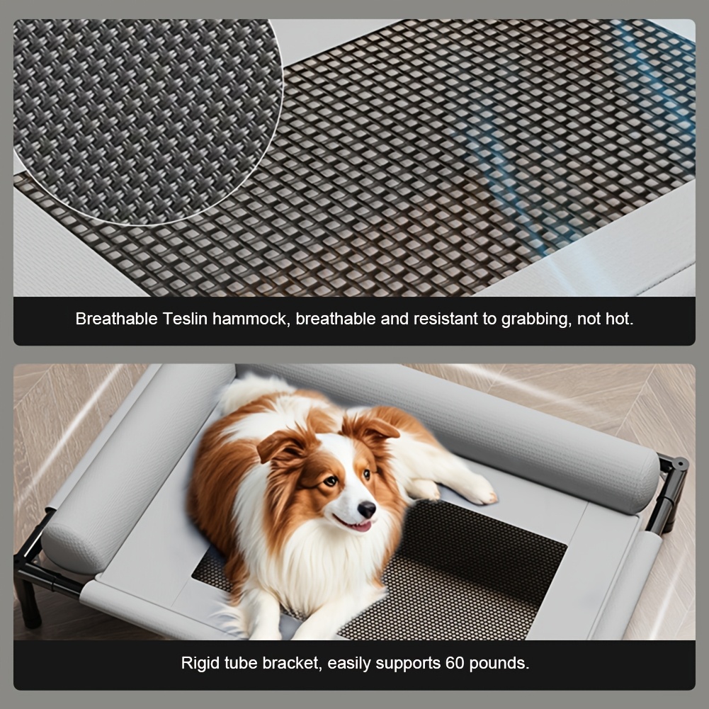 TEMU 1pc Grey Breathable Bed Measuring, Washable, Supports Up To 33 Lbs, Suitable For Cats And Medium To Large Dogs