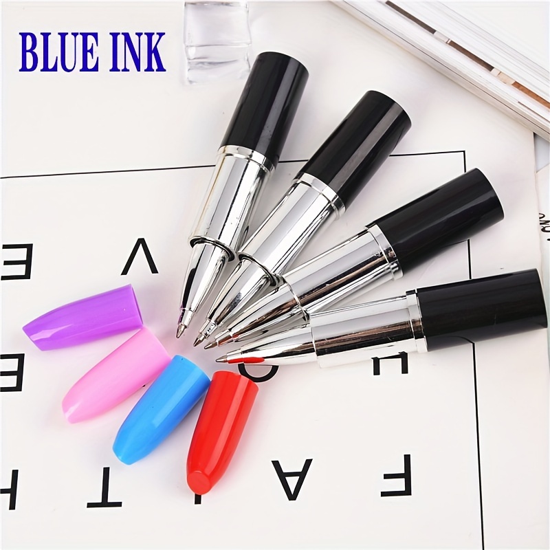 

4pcs Mini Creative Lipstick Ballpoint Pen, 0.5 Mm Ballpoint Pen, School And Office Stationery Supplies