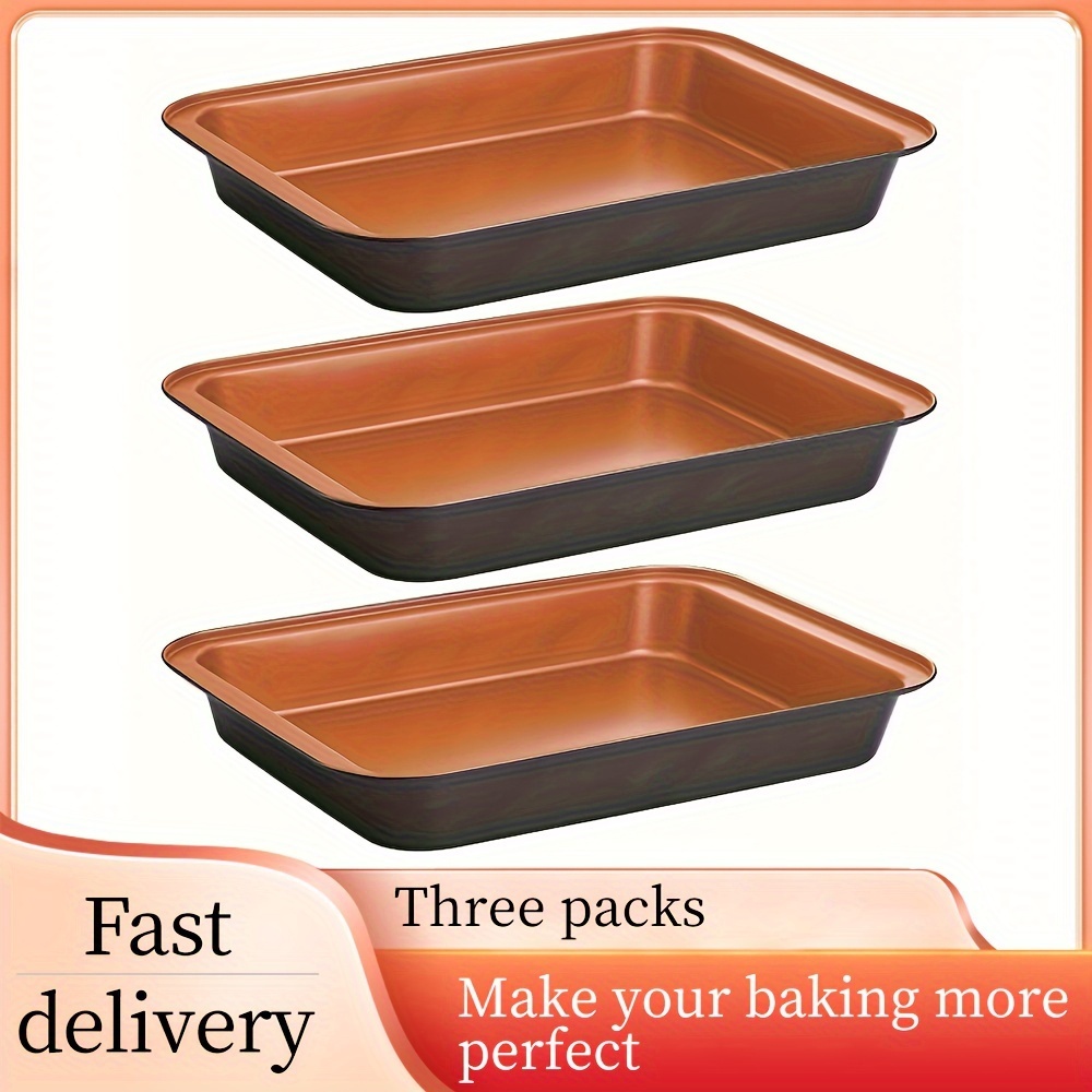 

3 Rectangular Baking Sheets, Non-stick Oven Pan, 13 X 9 "deep Baking Sheet For Baking Lasagna