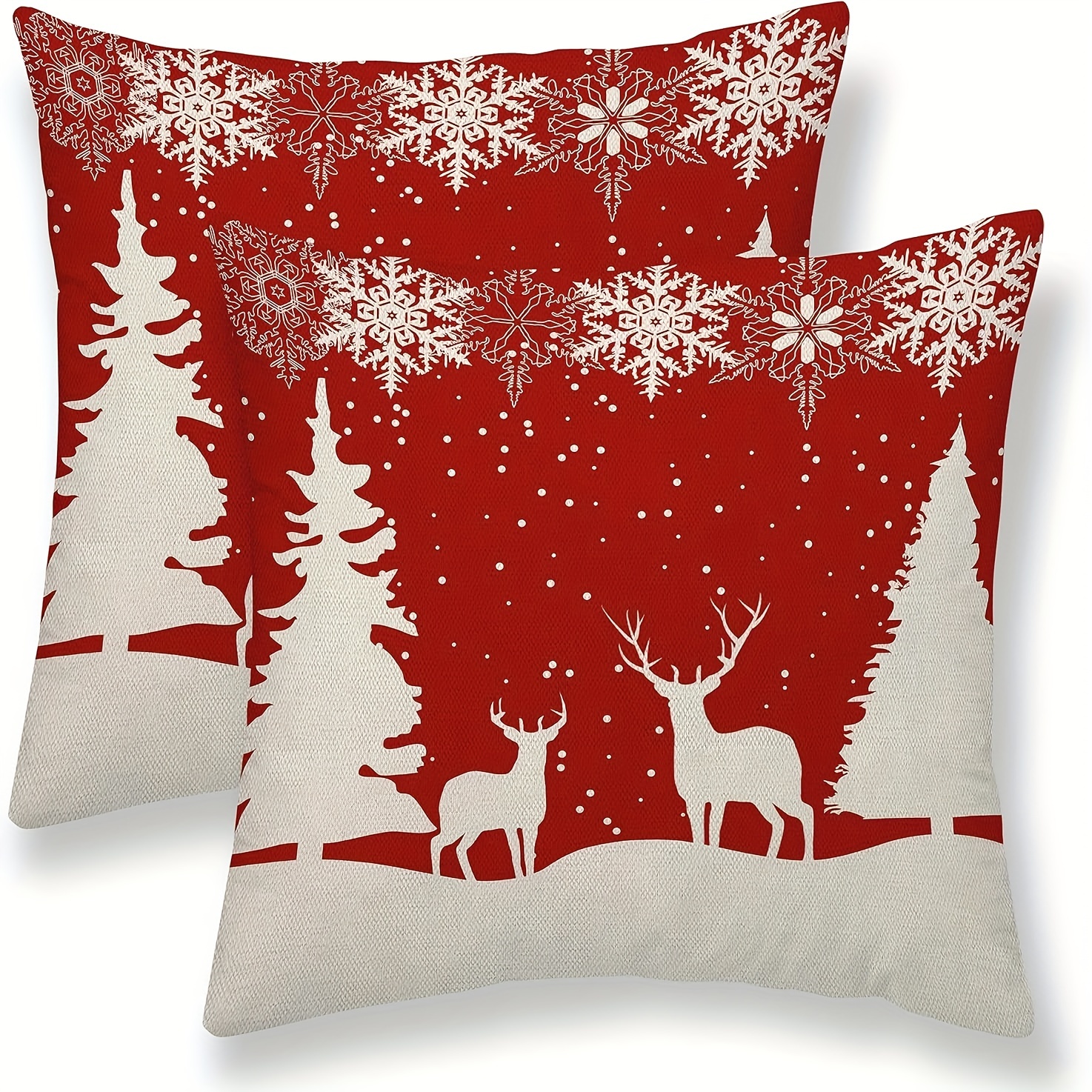 

2pcs, Christmas Pillow Covers Christmas Decor Pillow Covers Animal Elk Deer Throw Pillows Winter Farmhouse Cushion Cases Linen For Home Decor Sofa Couch Living Room Only Pillowcases 16x16/18x18/20x20