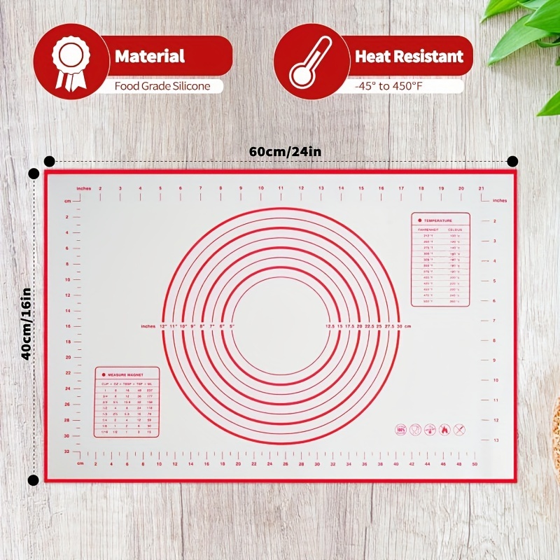 1pc silicone pastry mat non slip baking mat with measurements multifunctional silicone baking sheet reusable dough rolling mat pie crust mat kneading mats placement mats baking tools kitchen stuff details 3