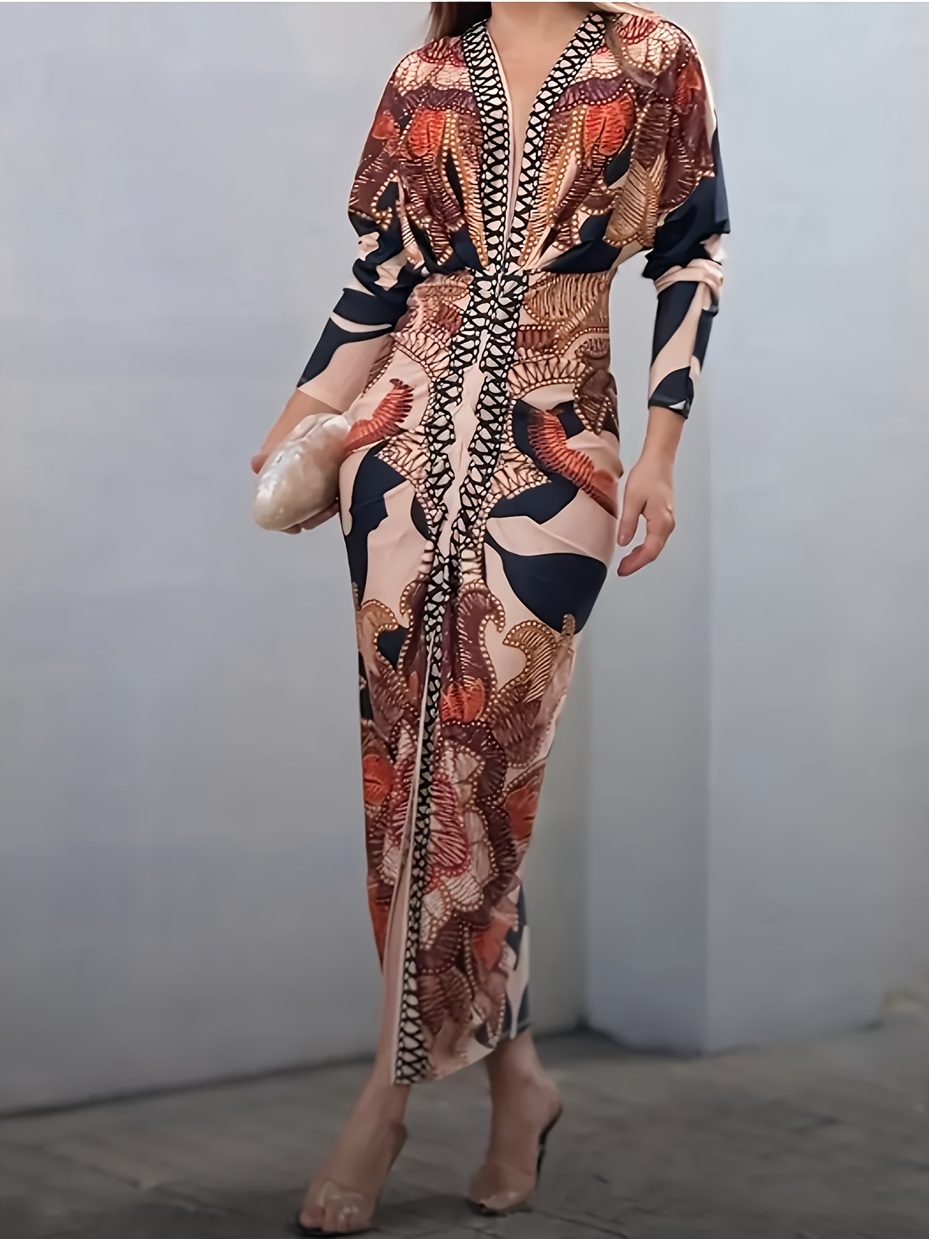 princess polly baby blue dress Rose Gold Sequin Long Sleeve Bodycon Dress A Touch Of Class Rose Gold  Sequin Long Sleeve Bodycon Wrap Midi/Maxi Dress main image 1